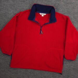 Vintage Brooks Brothers Fleece 1/4 Zip Mens M Red Polartec Oversized Made In USA